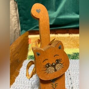 Accents | Vintage Primitive Rustic Painted Wood Kitty Cat | Poshmark